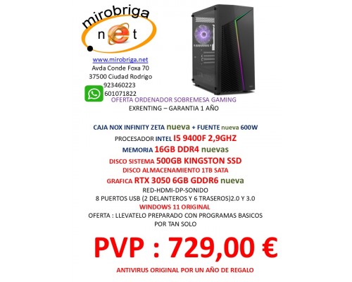 ORDENADOR CLONICO SEMINUEVO I5 9ª